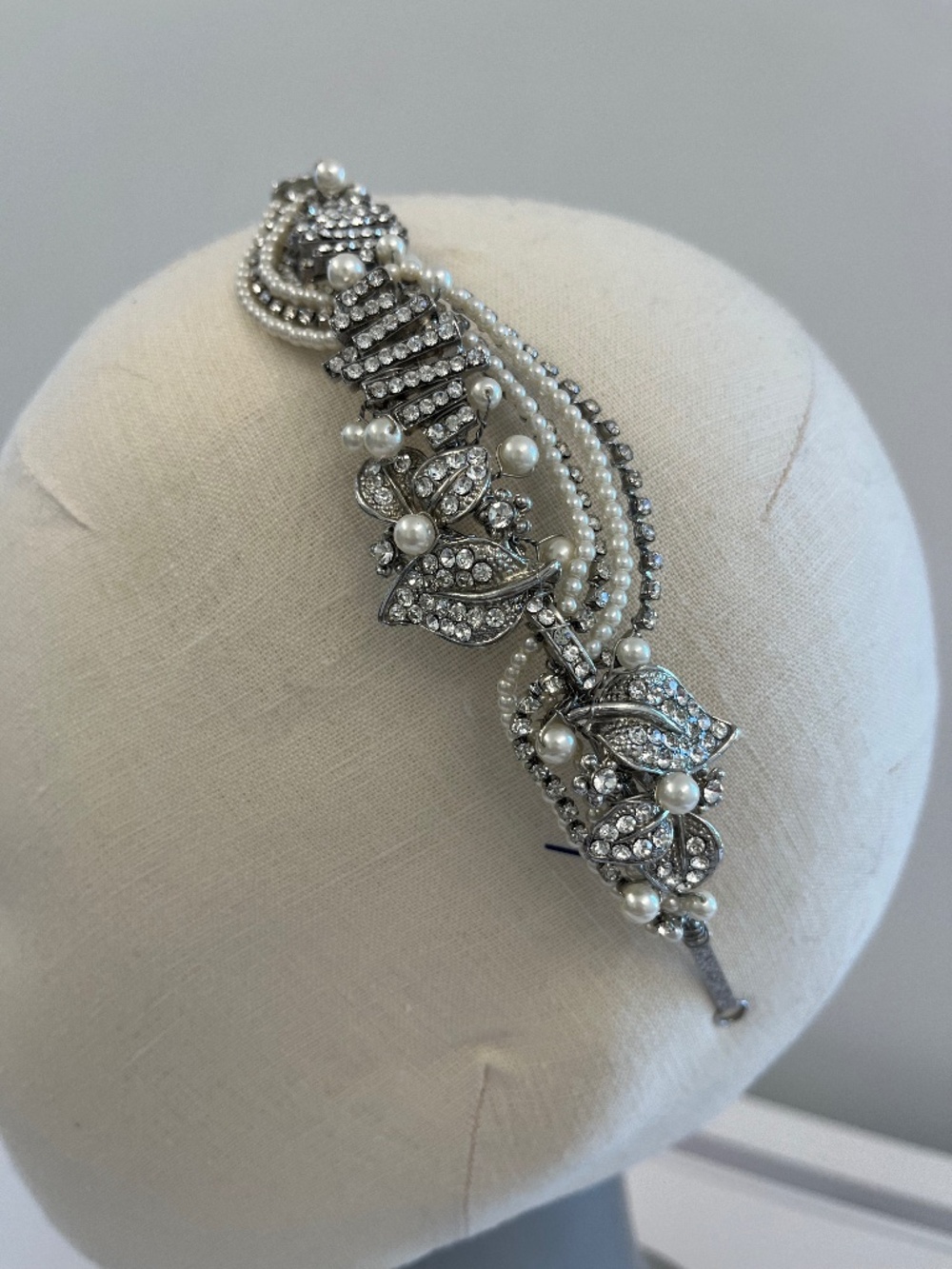 BHLDN Bridal Rhinestone & Pearl Headband